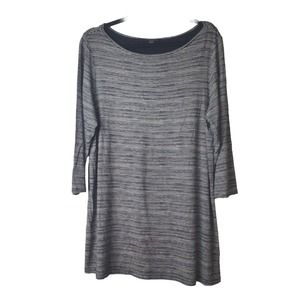 J Jill Wearever Collection‎ Large Womens Black Top Tunic Stretch Striped